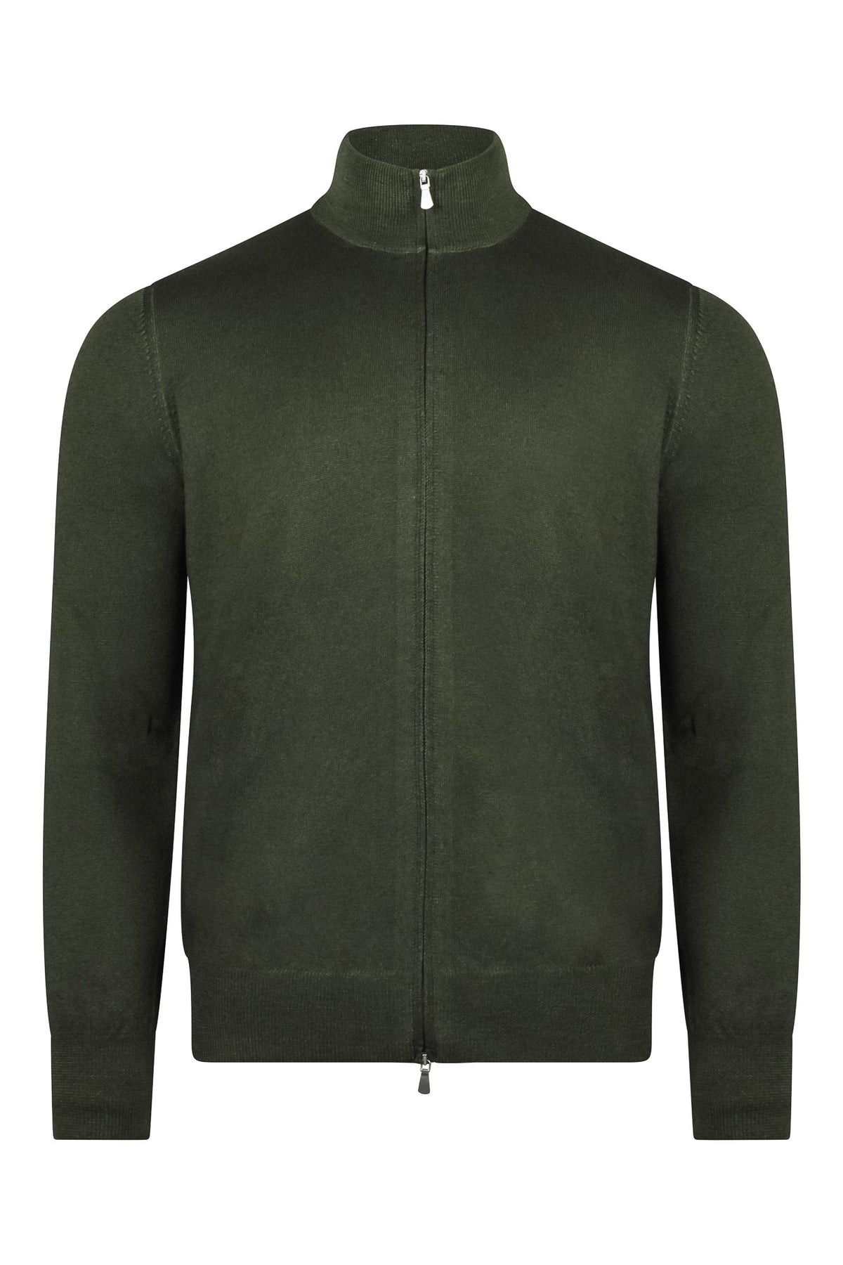 Zattura Full Zip Garment Dyed Cardigan (Bottle Green)
