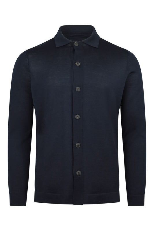Zattura TechWool Knitted Button Over Shirt (Navy)