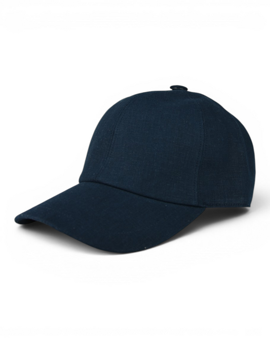 Zattura Elasticated Linen Baseball Cap (Navy Blue)