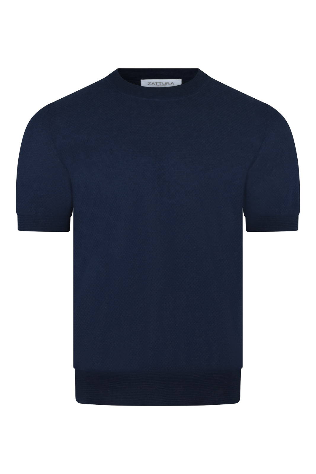 Zattura Textured Knit Short Sleeve T-Shirt (Navy)