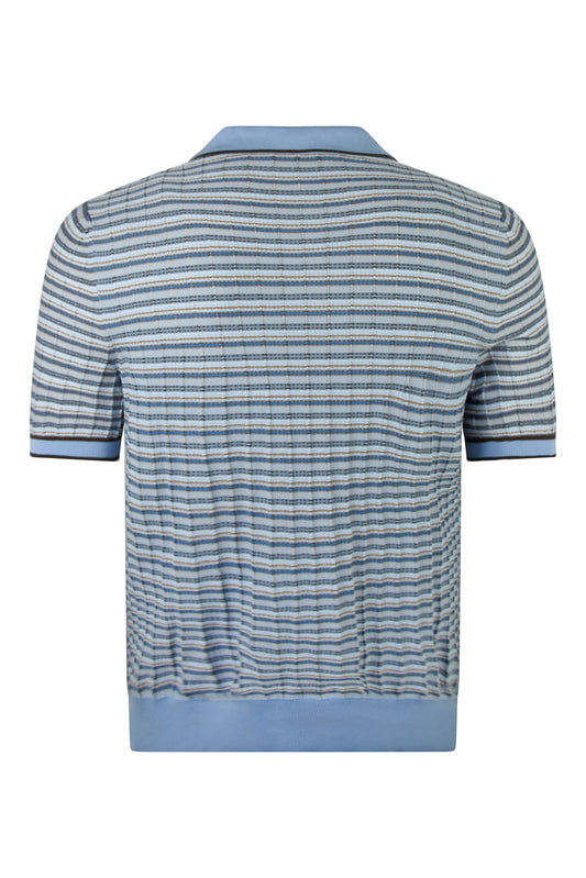 Zattura Petra Open Collar Polo (Blue)