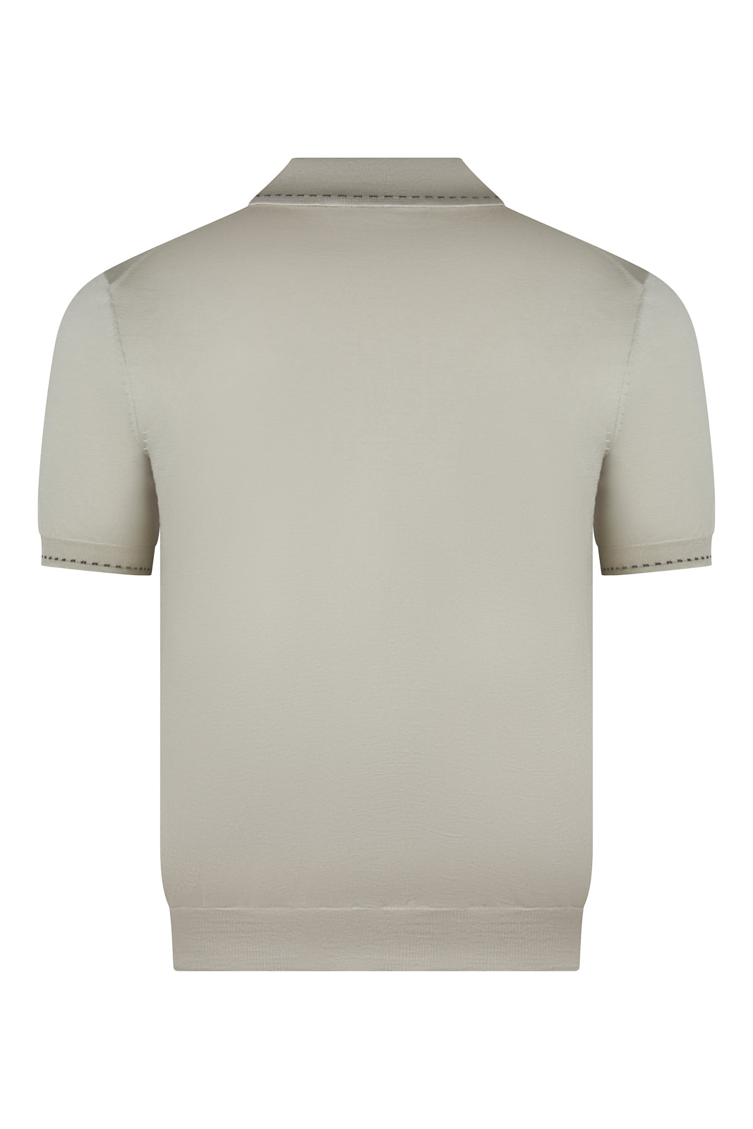 Zattura Silk Mix Two Button Stitch Collar Polo (Stone Beige)