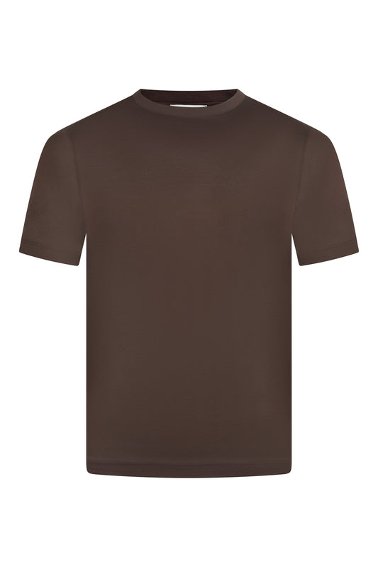 Zattura High Collar Mercerised Short Sleeve T-Shirt (Rust Red)