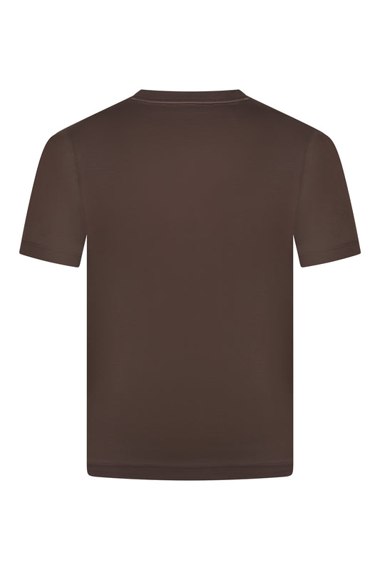 Zattura High Collar Mercerised Short Sleeve T-Shirt (Rust Red)
