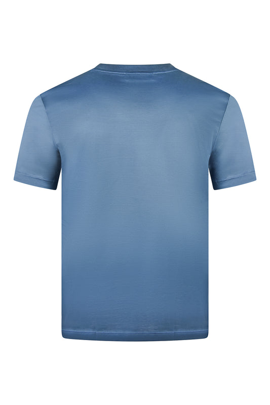 Zattura High Collar Mercerised Short Sleeve T-Shirt (Deep Blue)
