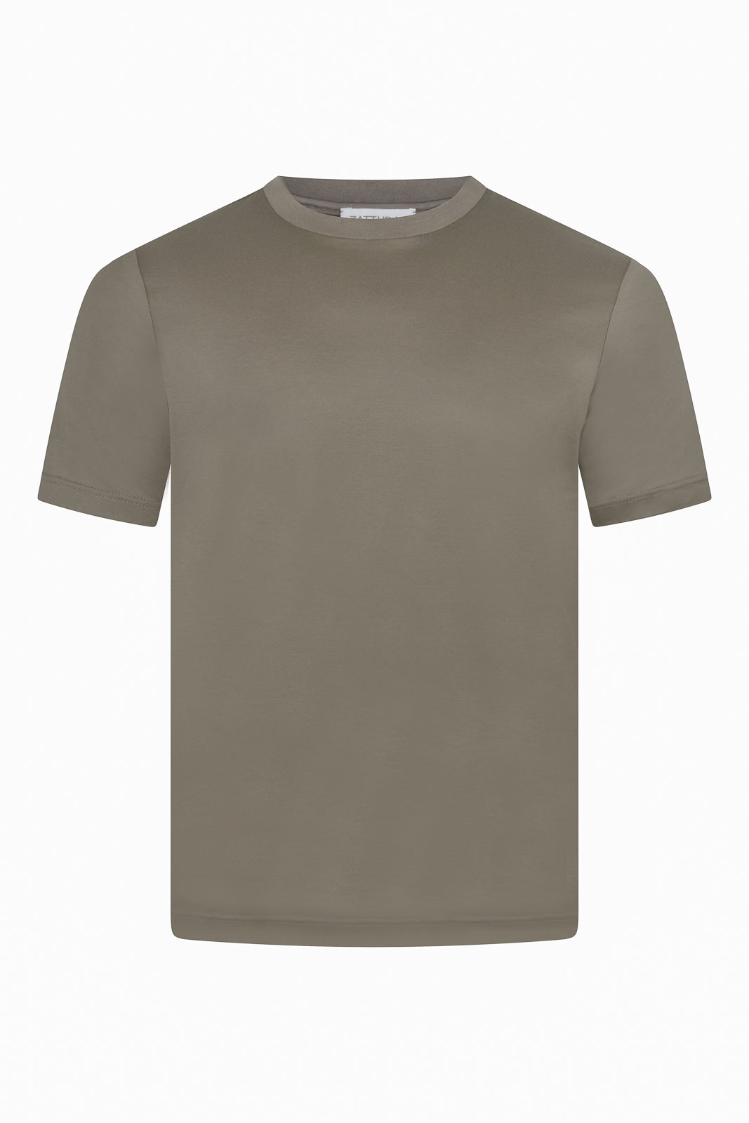 Zattura High Collar Mercerised Short Sleeve T-Shirt (Taupe Brown)