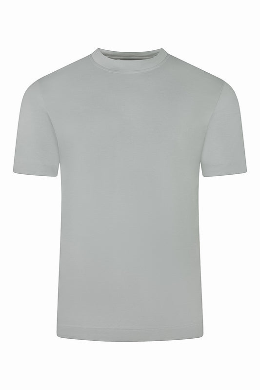 Zattura Supima Cotton Short Sleeve High Collar T-shirt (Grey)