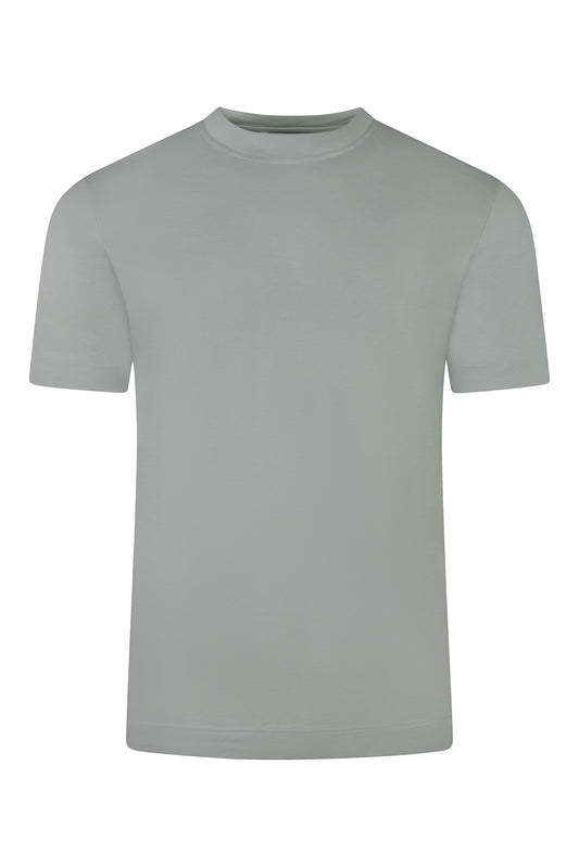 Zattura High Collar Short Sleeve Supima Cotton T-Shirt (Grey)