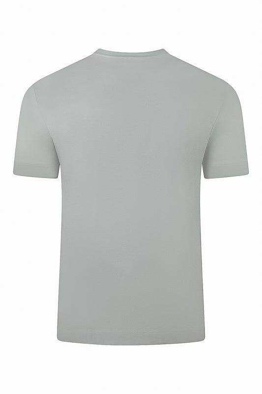 Zattura Supima Cotton Short Sleeve High Collar T-shirt (Grey)