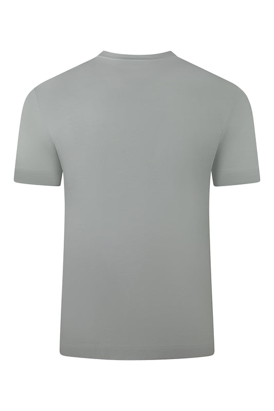 Zattura High Collar Short Sleeve Supima Cotton T-Shirt (Grey)