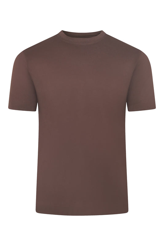 Zattura High Collar Short Sleeve Supima Cotton T-Shirt (Rust Red)