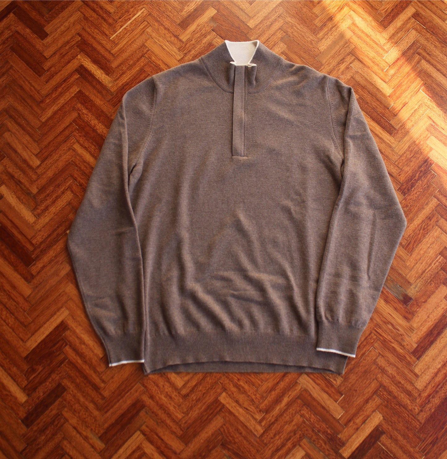 Concealed Quarter Zip Jumper (Light Brown)