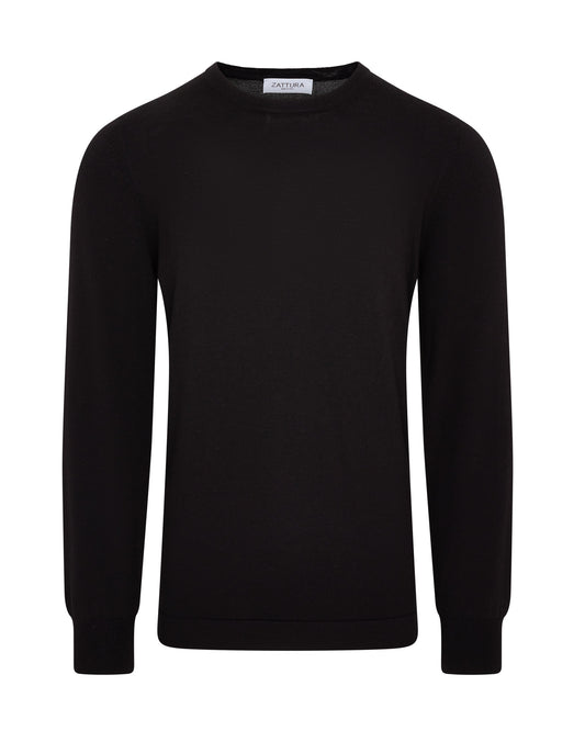 Travel Wool Crew Neck Knit (Black)