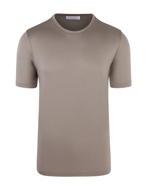 Short Sleeve Mercerised T-shirt (Taupe Brown)