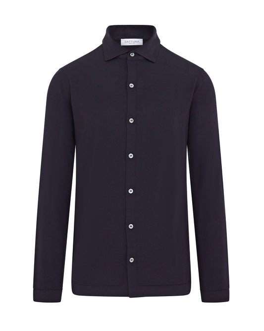 Techwool Knitted Shirt (Navy)