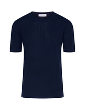 Load image into Gallery viewer, Short Sleeve Crew Neck Textured Knit T-shirt (Navy)
