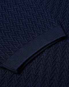 Short Sleeve Crew Neck Textured Knit T-shirt (Navy)