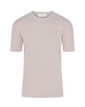 Load image into Gallery viewer, Short Sleeve Crew Neck Textured Knit T-shirt (Beige)

