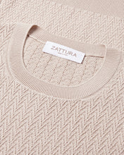 Load image into Gallery viewer, Short Sleeve Crew Neck Textured Knit T-shirt (Beige)
