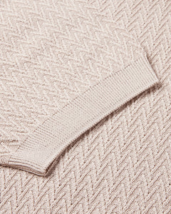 Short Sleeve Crew Neck Textured Knit T-shirt (Beige)