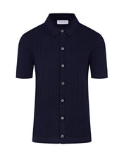Load image into Gallery viewer, Short Sleeve Cable Knit Shirt (Navy)
