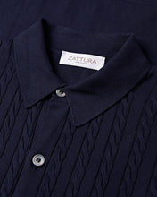 Load image into Gallery viewer, Short Sleeve Cable Knit Shirt (Navy)
