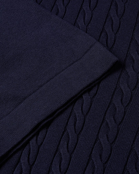 Short Sleeve Cable Knit Shirt (Navy)