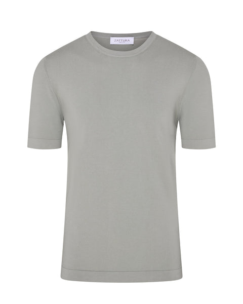 Knitted Short Sleeve Organic Cotton T-shirt (Sage Green)