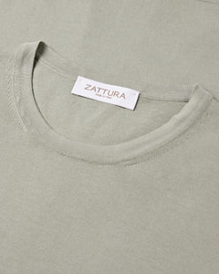 Knitted Short Sleeve Organic Cotton T-shirt (Sage Green)