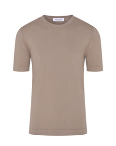 Knitted Short Sleeve Organic Cotton T-shirt (Taupe Brown)