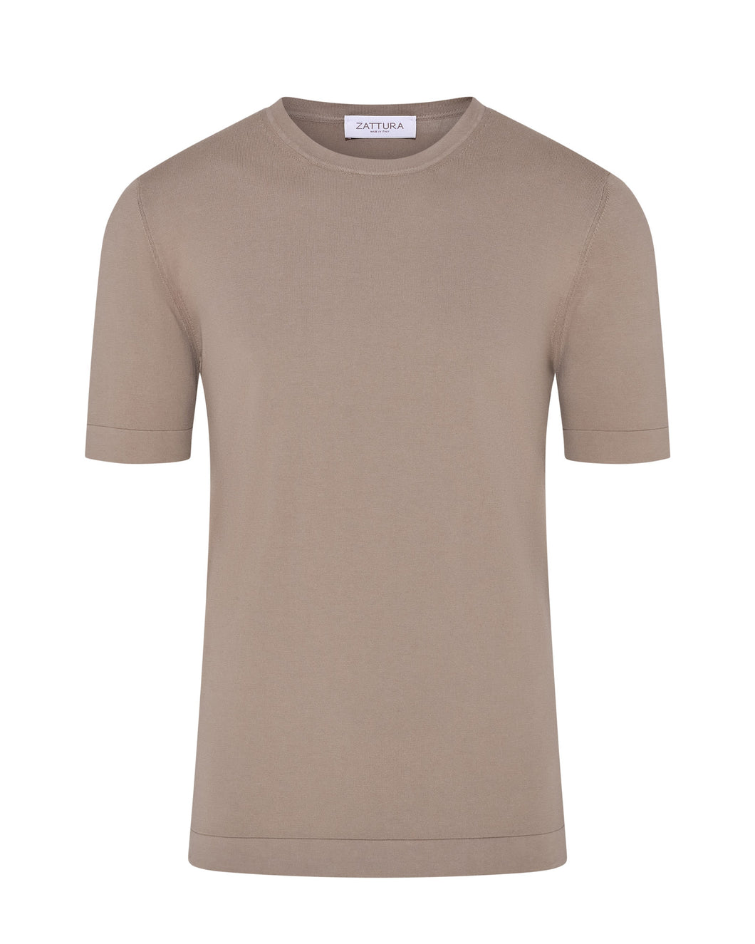 Knitted Short Sleeve Organic Cotton T-shirt (Taupe Brown)