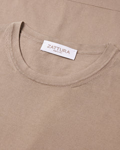 Knitted Short Sleeve Organic Cotton T-shirt (Taupe Brown)
