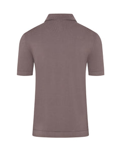 Short Sleeve Cable Knit Shirt (Taupe Brown)