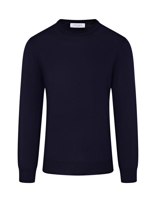 Tech Wool Crew Neck Long Sleeve Jumper (Navy)