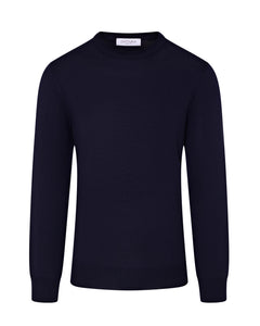 Tech Wool Crew Neck Long Sleeve Jumper (Navy)