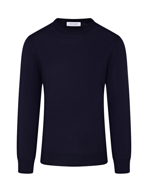 Tech Wool Crew Neck Long Sleeve Jumper (Navy)