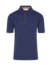 Load image into Gallery viewer, Knitted Short Sleeve Contrast Lined Button Polo (Neutro Blue)
