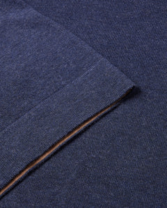 Knitted Short Sleeve Contrast Lined Button Polo (Neutro Blue)