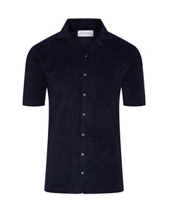 Terry Towelling Short Sleeve Shirt (Navy)