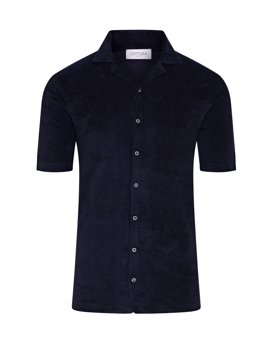 Terry Towelling Short Sleeve Shirt (Navy)