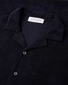 Terry Towelling Short Sleeve Shirt (Navy)