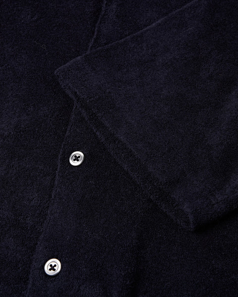 Terry Towelling Short Sleeve Shirt (Navy)