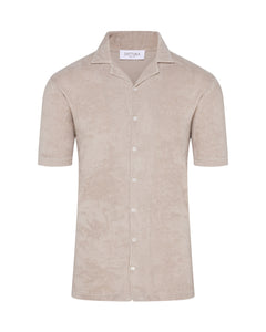 Terry Towelling Short Sleeve Shirt (Beige)