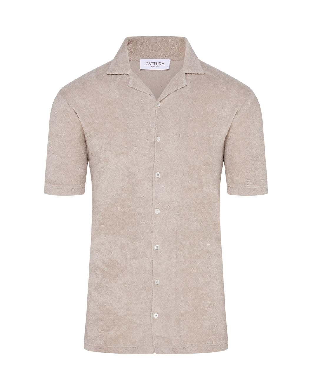 Terry Towelling Short Sleeve Shirt (Beige)