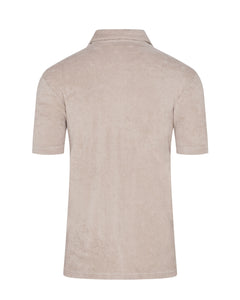 Terry Towelling Short Sleeve Shirt (Beige)