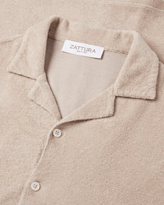 Terry Towelling Short Sleeve Shirt (Beige)