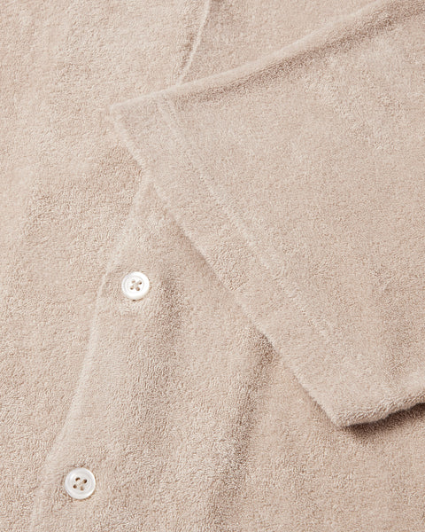 Terry Towelling Short Sleeve Shirt (Beige)