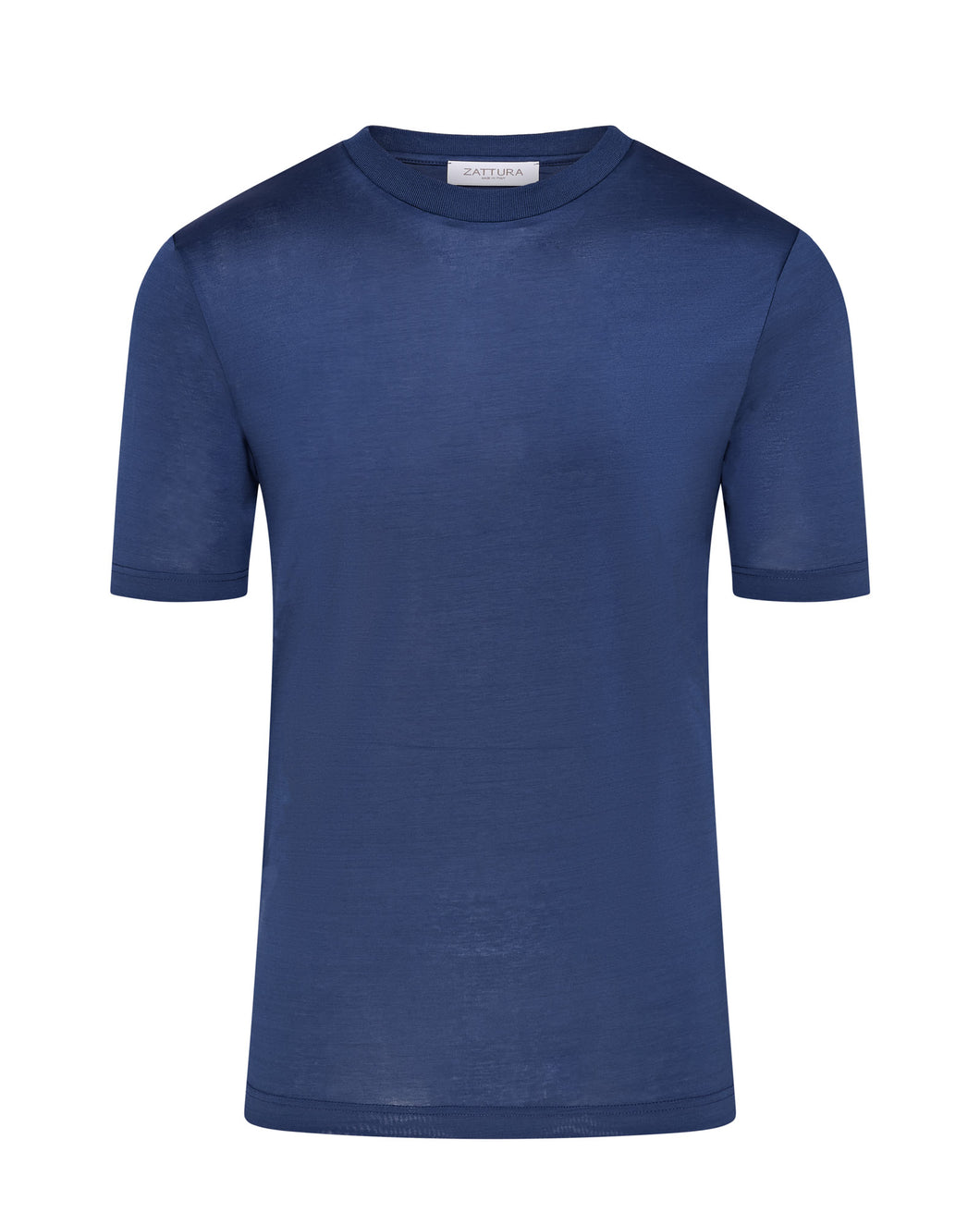 High Collar Short Sleeve Mercerised T-shirt (Navy Blue)