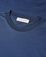 Load image into Gallery viewer, High Collar Short Sleeve Mercerised T-shirt (Navy Blue)
