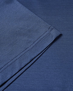 High Collar Short Sleeve Mercerised T-shirt (Navy Blue)
